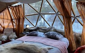 Aurora Igloo Fireplace-Heated Tents In A Secret Forest With Private Jacuzzi And Shared Sauna Bathroom And Dog Friendly