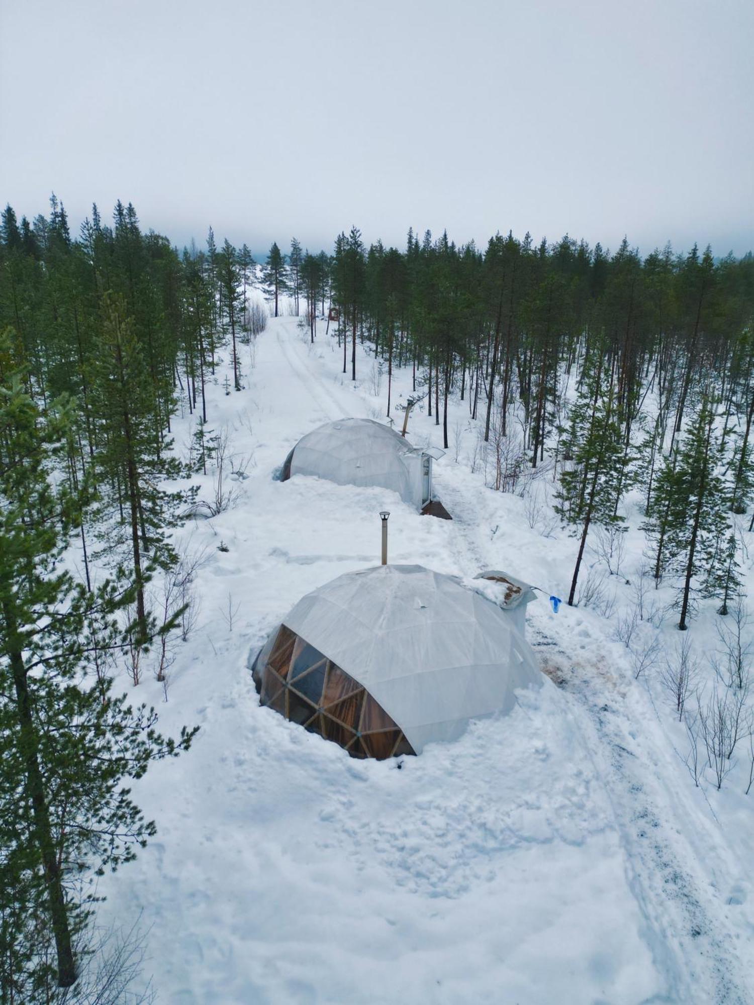 Aurora Igloo Fireplace-Heated Tents In A Secret Forest With Private Jacuzzi And Shared Sauna Bathroom And Dog Friendly Rovaniemi Exterior foto