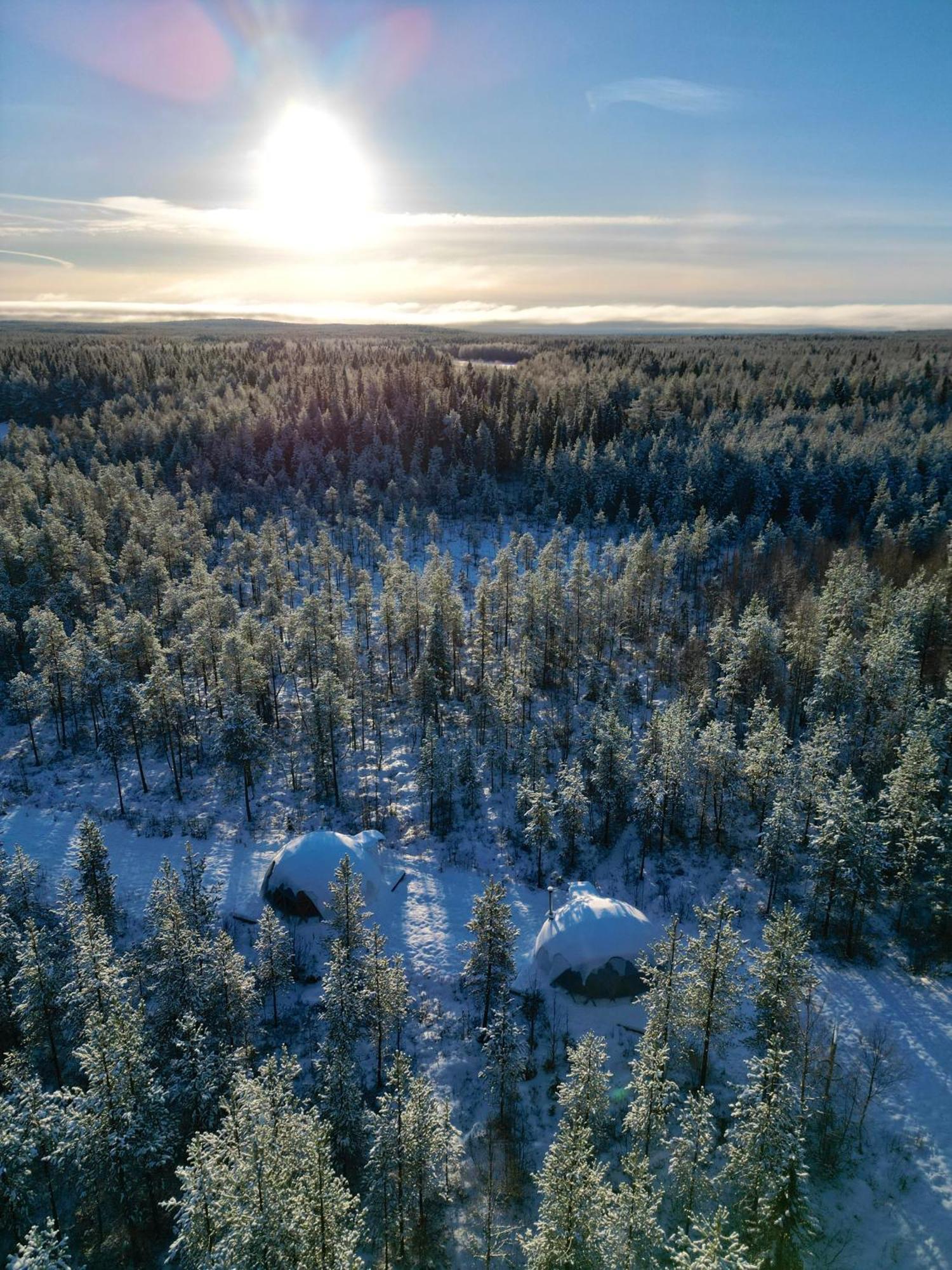 Aurora Igloo Fireplace-Heated Tents In A Secret Forest With Private Jacuzzi And Shared Sauna Bathroom And Dog Friendly Rovaniemi Exterior foto